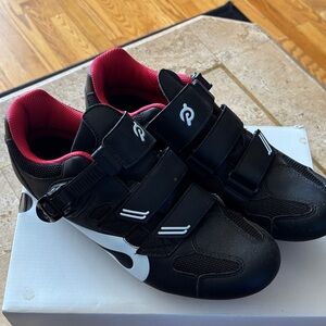 Peloton Black Cycling Shoes with red Lining